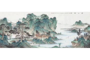 黄开丛新品创作国画仿古山水画《溪山雅居》