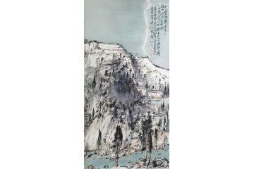 【收藏精品】“双会员”辛有芳山水画作品《天山云烟压水来》