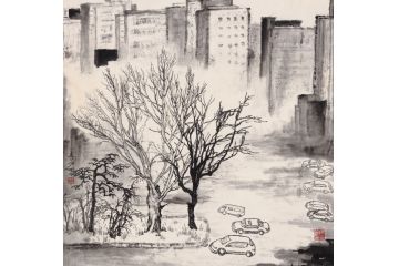大红袍画家陈春芳老师作品《城市冬日》