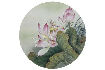 当代青年画家蓝一峰工笔花卉图《品荷》（二）