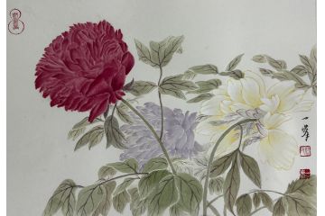 当代青年画家蓝一峰工笔花卉图《娇》