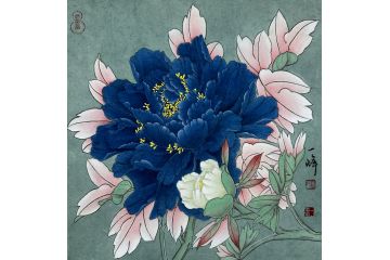 当代青年画家蓝一峰工笔花卉图《蓝色妖姬》（二）