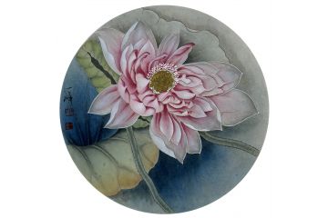 当代青年画家蓝一峰工笔花卉图《品荷》（六）