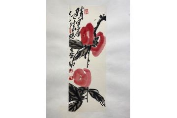 当代潜力艺术家刘振平写意花鸟画《红装》