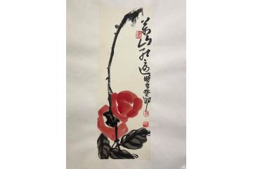 当代潜力艺术家刘振平写意花鸟画《关山红遍》