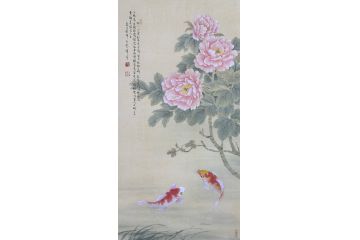 当代青年画家蓝一峰工笔鱼图《牡丹花下舞》（八）