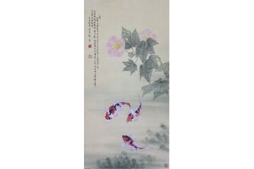 当代青年画家蓝一峰工笔鱼图《幽静池塘碧水波》（五）