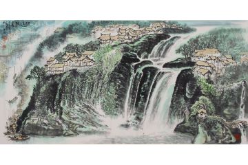 中美协中美院教授导师李行简山水画《源远流行》