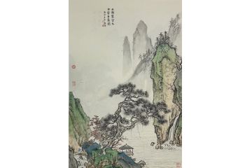 中美协青年画家廖戈山水画《我路碧空外,白云无处闲》