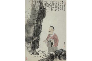 中美协青年画家廖戈山水画《王烈入山得石髓》