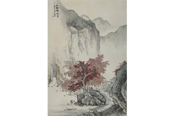 中美协青年画家廖戈山水画《红树醉秋色》