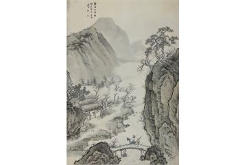 中美协青年画家廖戈山水画《春深十里红》
