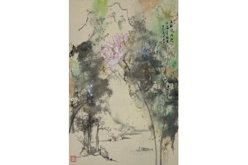 中美协青年画家廖戈山水画《小舟从此逝，江海寄余生》