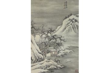 中美协青年画家廖戈山水画《雪堂客话》