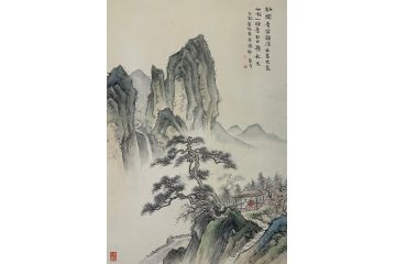中美协青年画家廖戈山水画《豁开青冥颠》