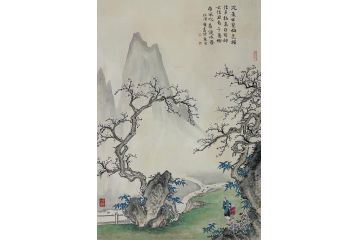 中美协青年画家廖戈山水画《从来不见梅花谱》