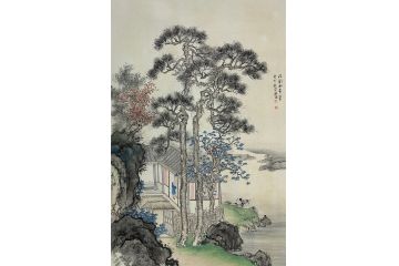 中美协青年画家廖戈山水画《法刘松年笔》