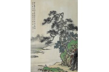 中美协青年画家廖戈山水画《相逢两相契》