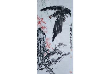中国当代山水画中国画大家大土三阳笔墨《凌云擎长空》