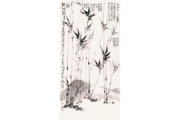 中美协当代大家郜凌民花鸟画笔墨《野竹》