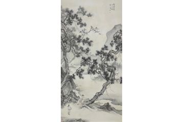 中美协青年画家廖戈山水画《静听松风》