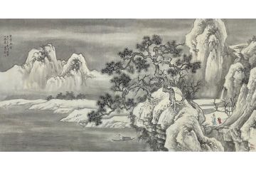 中美协青年画家廖戈山水画《寒云欲雪》
