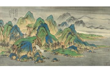 中美协青年画家廖戈山水画《隔溪春色雨》
