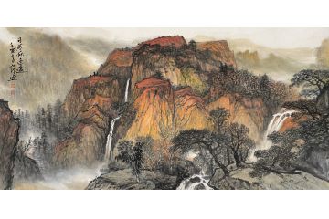 中青年实力派山水画家卢洪《日落秋色远》