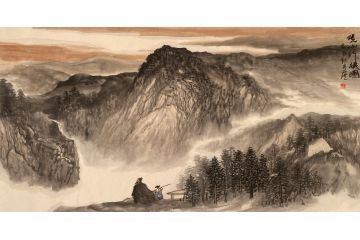 中青年实力派山水画家卢洪《观山行旅图》