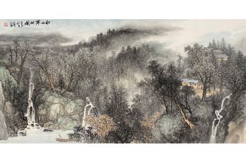 中青年实力派山水画家卢洪《秋山寒林图》