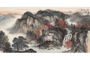中青年实力派山水画家卢洪《秋山夕阳》（二）