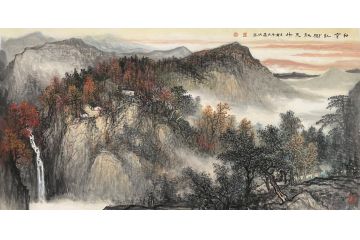 中青年实力派山水画家卢洪《白云红树秋天外》