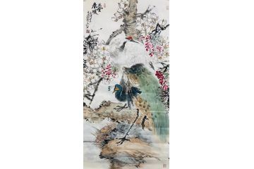中美协当代名家晁谷花鸟图精品《玉堂春暖》