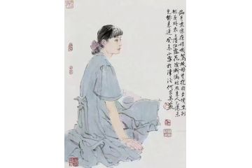 中美协副主席何家英人物画作品《衣上潜沾露》
