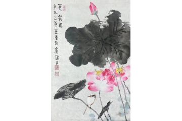 中美协国家一级画家贾广健花鸟作品《夏荷图》