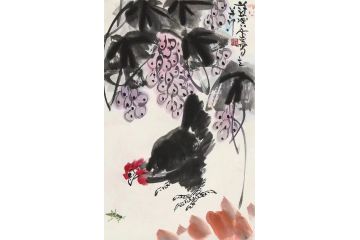 中美协名家许麟庐中国画花鸟画《大吉图》
