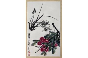 中美协名家许麟庐中国画花鸟画《兰香》
