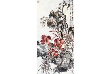 中美协当代名家晁谷花鸟图精品《鴻運當頭·加官進爵》