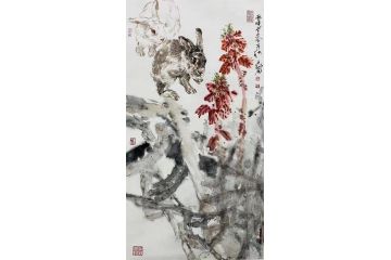 中美协当代名家晁谷花鸟图精品《鸿运相伴》