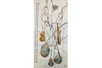 中美协当代名家晁谷花鸟图精品《笑殺桑根甘瓠苗》