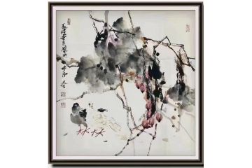 中美协当代名家晁谷花鸟图精品《鴻運相伴》