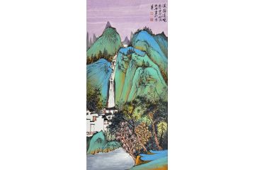 中美协中国画画家莫祝兴山水画精品《溪岭清晓》