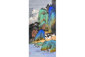中美协中国画画家莫祝兴山水画精品《清秋》