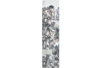 中美协中国画画家莫祝兴山水画精品《岭上多白云》