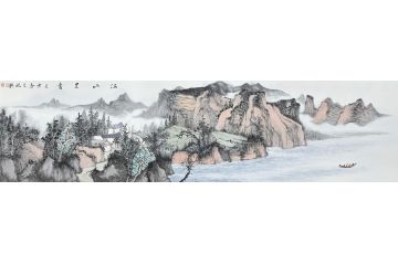 中美协中国画画家莫祝兴山水画精品《江山呈秀》