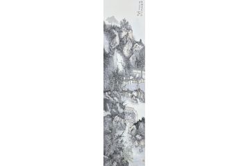 中美协中国画画家莫祝兴山水画精品《翠岭烟云一江清》