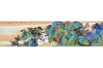 中美协中国画画家莫祝兴山水画精品《山色正衿秋》
