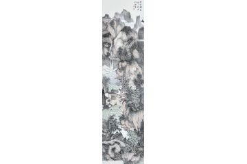 中美协中国画画家莫祝兴山水画精品《秋风韵更长》