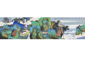 中美协中国画画家莫祝兴山水画精品《晴岚染翠》