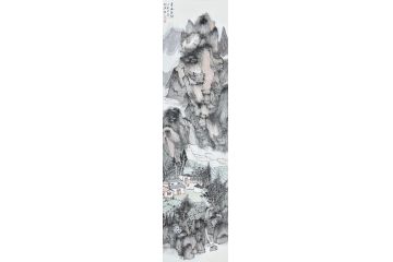 中美协中国画画家莫祝兴山水画精品《清风无间》